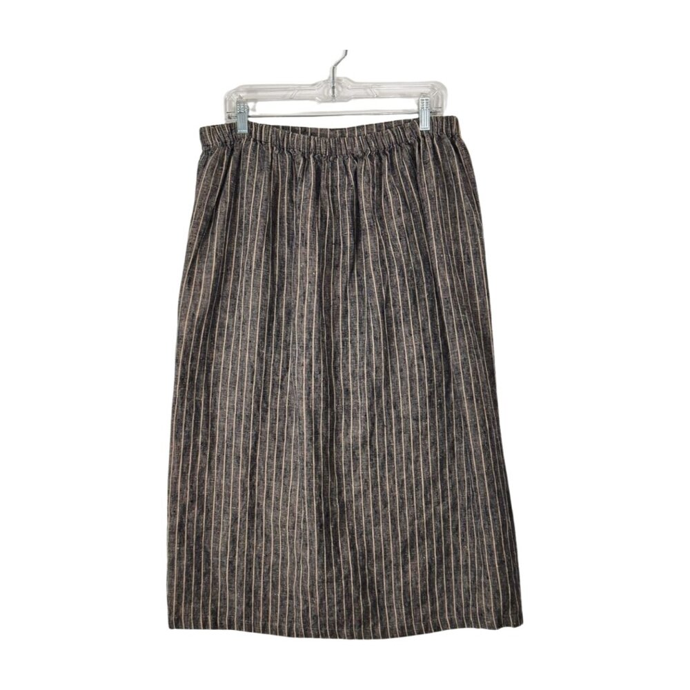 FLAX by Jeanne Engelhart Linen Maxi Skirt Size Large Gray Tan